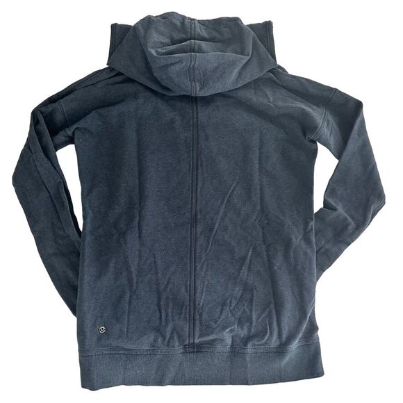 Lululemon Stress Less Hoodie Size 4 Heathered Navy Blue Funnel Neck Sweatshirt - Picture 4 of 5